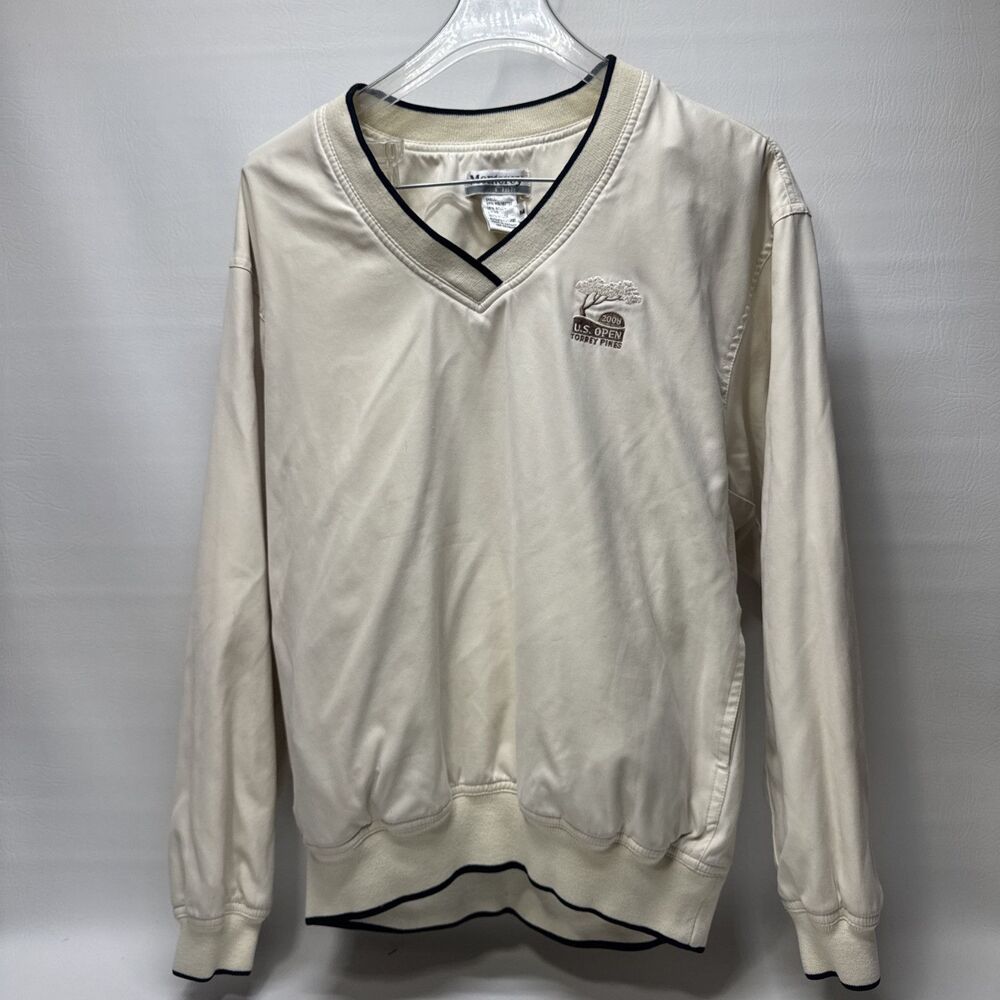 US Open Torrey Pines 2008 Golf Pullover Men M Biege/Tan Windbreaker Jacket VTG